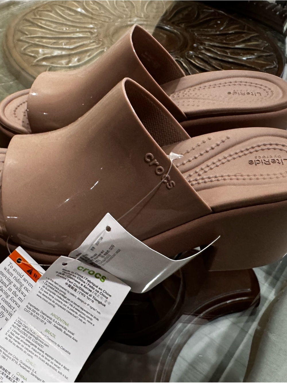 CROCS Women’s Tan Platform Slide Clogs